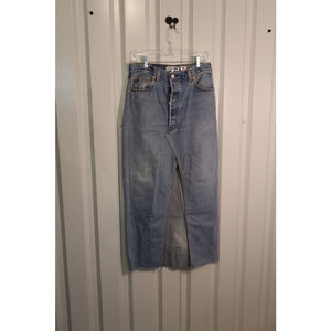 Levi's Re/Done Womens Denim Maxi Skirt Size 28 Light Wash Blue EUC Button Fly